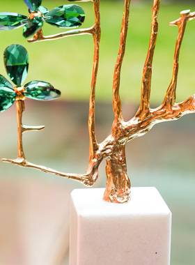 【本尼家】HY22现代轻奢装饰黄铜树家居客厅电视柜饰品玄关摆件