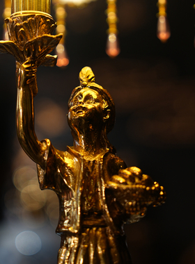 【本尼家】TD64法式复古大理石配铜小女孩创意装饰品台灯玄关摆件