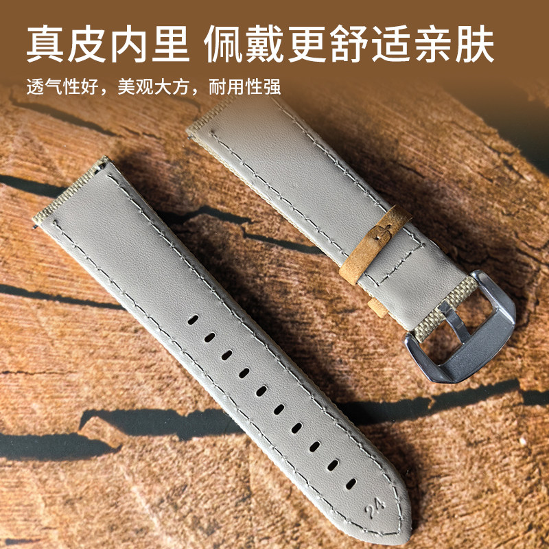 通用海鸥表6109中国人民志愿军快拆复古帆布真皮表带22mm配件24MM,淘宝优惠券,粉丝福利购,淘宝优惠卷