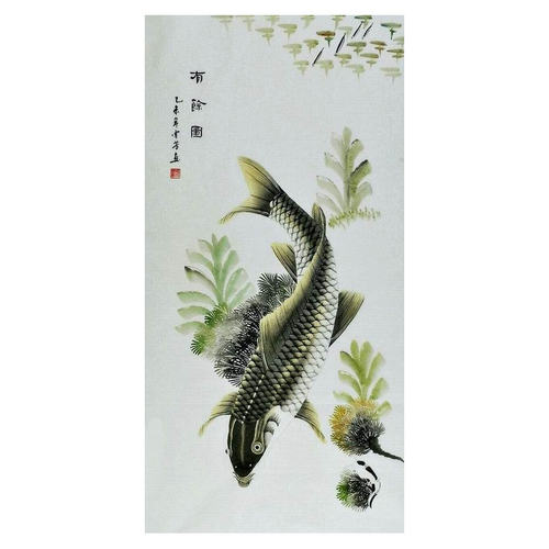 工笔画鱼四尺国画纯手绘中式客厅餐厅装饰画顾雪芳鸿运当头136GG - 图0