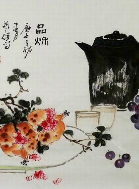 国画花鸟画紫藤葫芦柿子梅花手绘字画客厅装饰画孙艺群三尺斗方GG