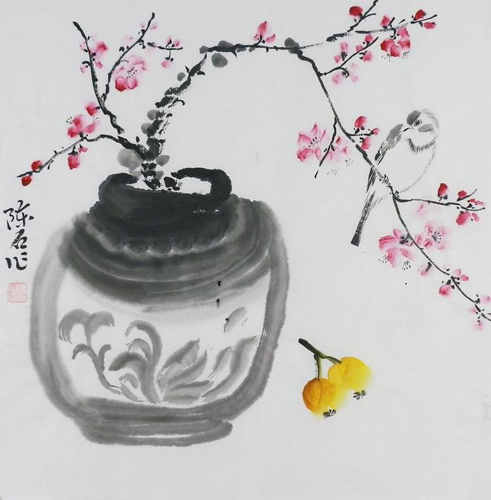 国画花鸟纯手绘字画装饰画陈石三尺斗方梅兰竹菊牡丹荷花白菜GG