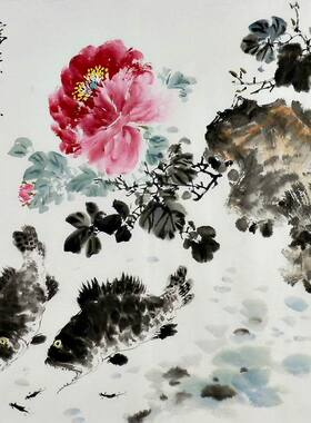 纯手绘国画装饰画花鸟中式客厅