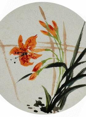 手绘国画花鸟画葫芦牡丹客厅装饰