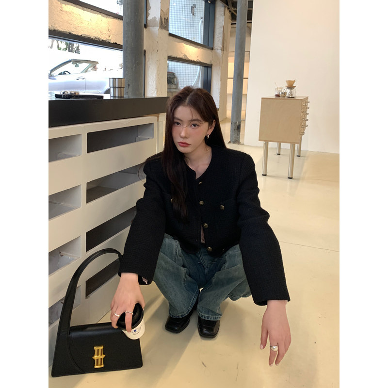 Halo Luu法式名媛黑色小香风外套女早秋2025新款气质高级短款上衣,淘宝优惠券,粉丝福利购,淘宝优惠卷