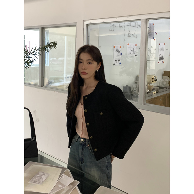 Halo Luu法式名媛黑色小香风外套女早秋2025新款气质高级短款上衣,淘宝优惠券,粉丝福利购,淘宝优惠卷