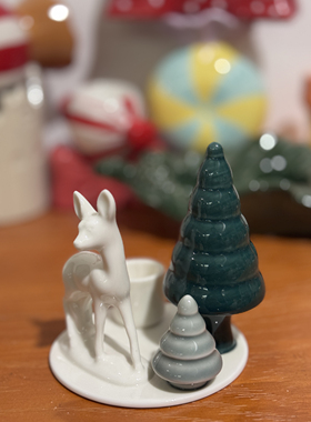 外贸出口 孤品 手工  蝴蝶结 糖果手绘 陶瓷摆件 烛台 装饰