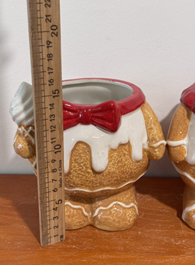 外贸出口 孤品 手工手绘  圣诞 姜饼人 陶瓷 储物罐 工具桶 收纳