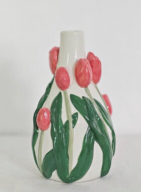 孤品特价清仓 花朵系列花瓶 外贸出口 孤品 手工  陶瓷花瓶 摆件