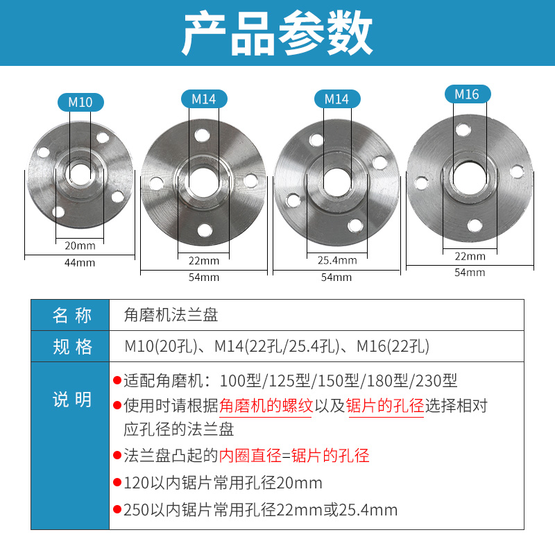 100/150/180/230角磨机切割锯片定位压板法兰盘托盘固定螺丝夹板 - 图0