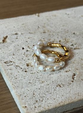 源100+！现69.9！淡水珍珠不规则法式简约戒指 低调奢华 多种戴法