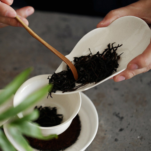 元无茶则泡茶工具怡然草木灰茶荷茶则高端陶瓷投茶器功夫茶具配件 - 图2