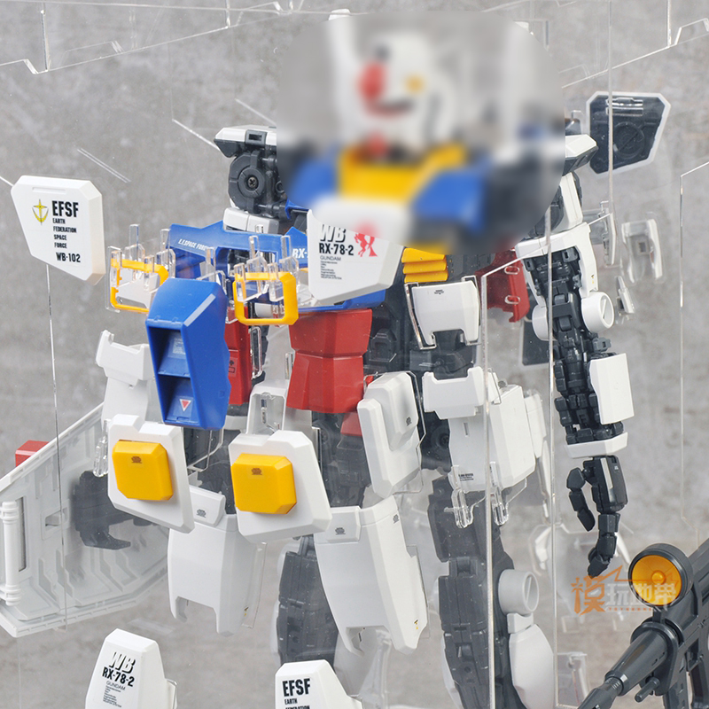 PG高达RX-78-2元祖模型万爆甲1/60代旋转透明悬浮支架透明展示盒-图0