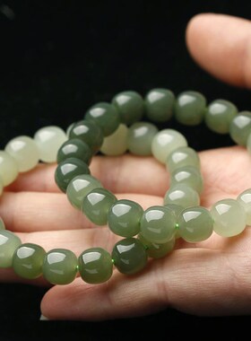 晴水料和田玉手链渐变色男女款老型珠单圈手链DIY款手串饰品大气