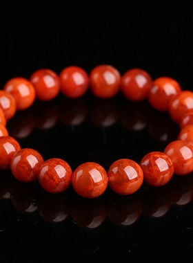 天然南红手串女男南红玛瑙单圈手链火焰纹情侣水晶本命年饰品