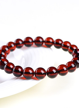 久雅水晶 天然7A级血珀手链 时尚女人石红色琥珀手串 厂家直销