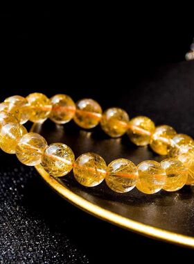 收藏级天然金发晶手链女款黄发晶黄水晶巴西金钛晶同款手串