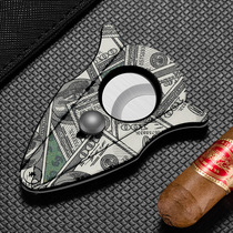 Eggplant Cigar Cut Stainless Steel Cutting Edge Fashion Sharp Portable Double Edge Large Diameter Cigar Scissors Fine Gift Box Dress