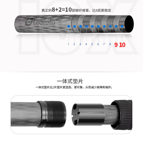 leofoto徕图短中轴DC-282C/252/222/322碳纤维2节三脚架加高配件 - 图1