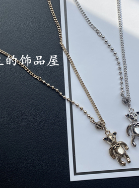 欧美休闲潮流皇冠小熊短项链
