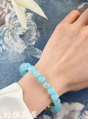 欧比雅比 复古国风系列新中式天然石串珠竹叶竹节手链