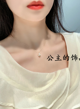 镶锆石小天使925银锁骨链古丽