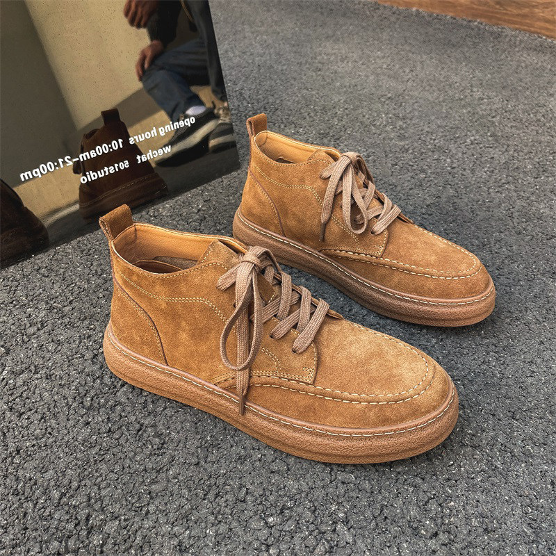 男鞋冬季2025新款高帮鞋加绒翻毛真皮潮鞋磨砂休闲板鞋潮牌马丁靴,淘宝优惠券,粉丝福利购,淘宝优惠卷