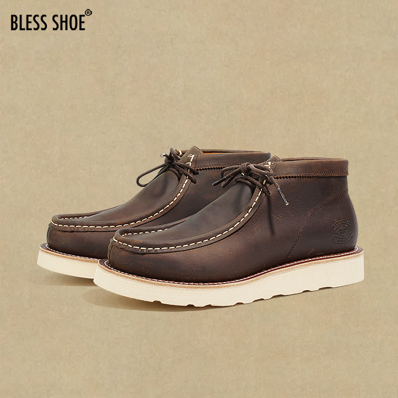 BLESS SHOE 23A/W WALLABEE 固特异真皮袋鼠鞋疯马牛皮工装靴男靴 - 图1