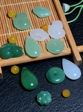 黄绿红色玉髓散DIY圆环莲蓬水晶