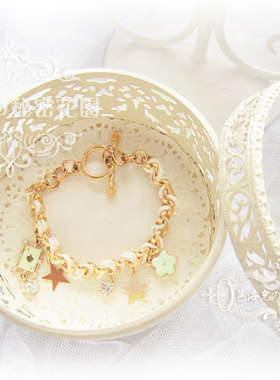 小香风绿色水钻花朵蝴蝶结手链