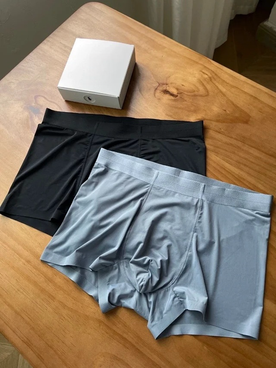 拉FU家男士莫代尔盒装内裤 ,丝滑平角裤，盒装一盒2条 包邮 - 图0