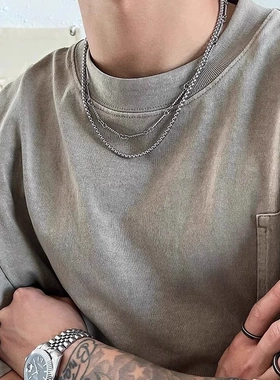 余文乐同款双层叠戴竹节锁骨链