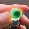Myanmar natural A-grade jadeite ring black ink jade cabochon loose stone ring S925 silver zircon inlaid buckle