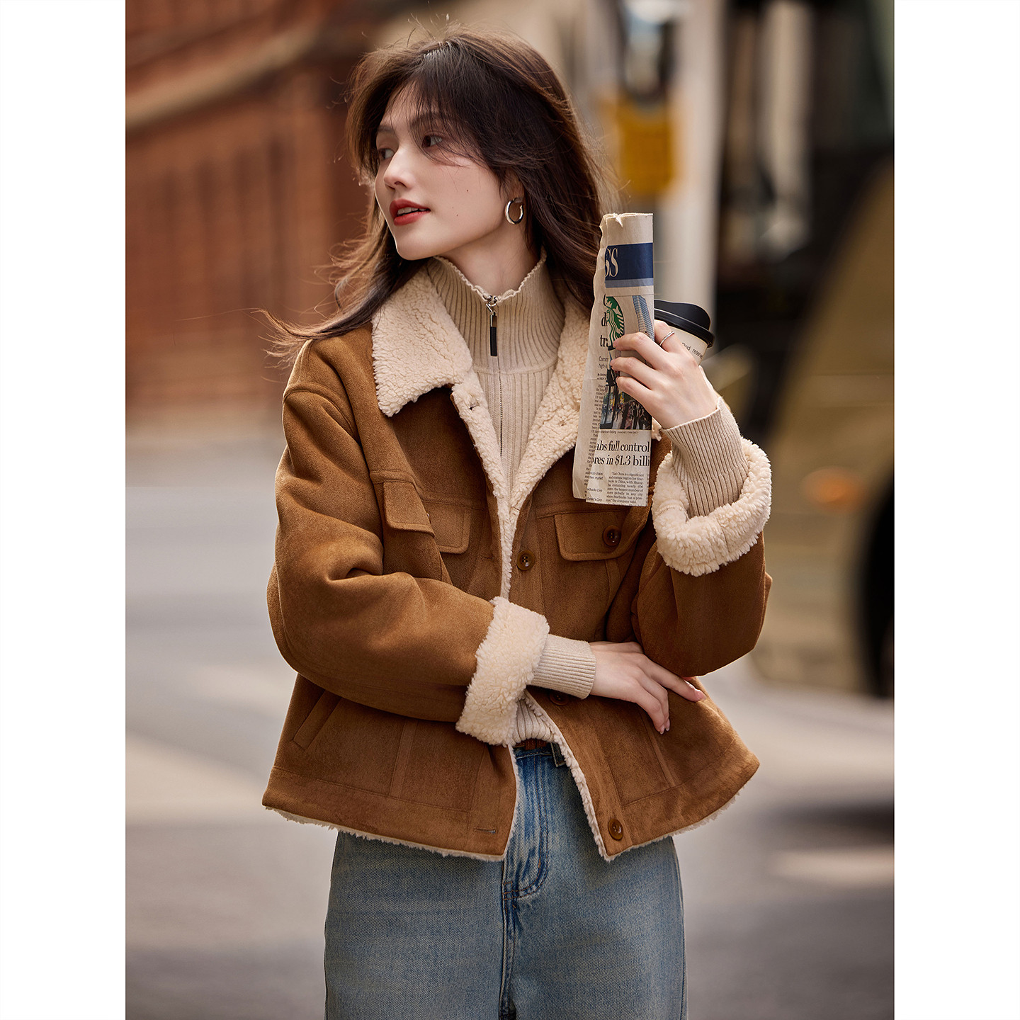 时尚仿皮草毛毛外套女2025冬季新款皮毛一体短款年轻洋气加厚上衣,淘宝优惠券,粉丝福利购,淘宝优惠卷