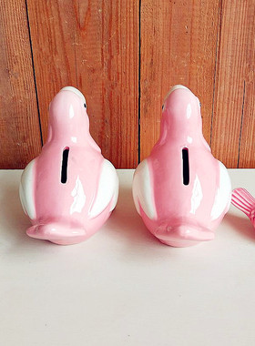 火烈鸟存钱罐可爱风少女工艺摆件