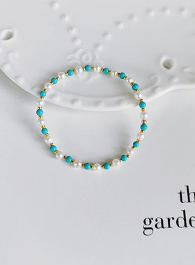 OBOR女款天然淡水珍珠绿松石手链