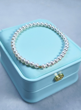 强光近圆天然淡水小珍珠手链弹力绳手串韩版极简轻奢百搭气质优雅