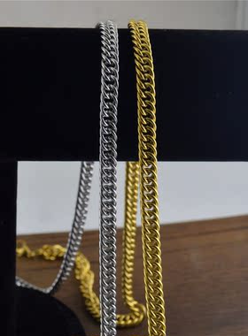 欧美外贸街头潮流嘻哈个性时尚简约紧密扭链钛钢项链首饰品STL077