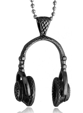 耳机钛钢项链吊坠首饰品