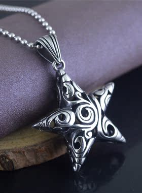 欧美镂空立体五角星钛钢挂饰吊坠