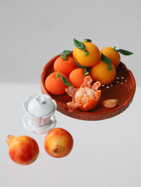 Can't eat miniature food and play handmade clay works peeled orange orange pomegranate model small cloth ob baby house
