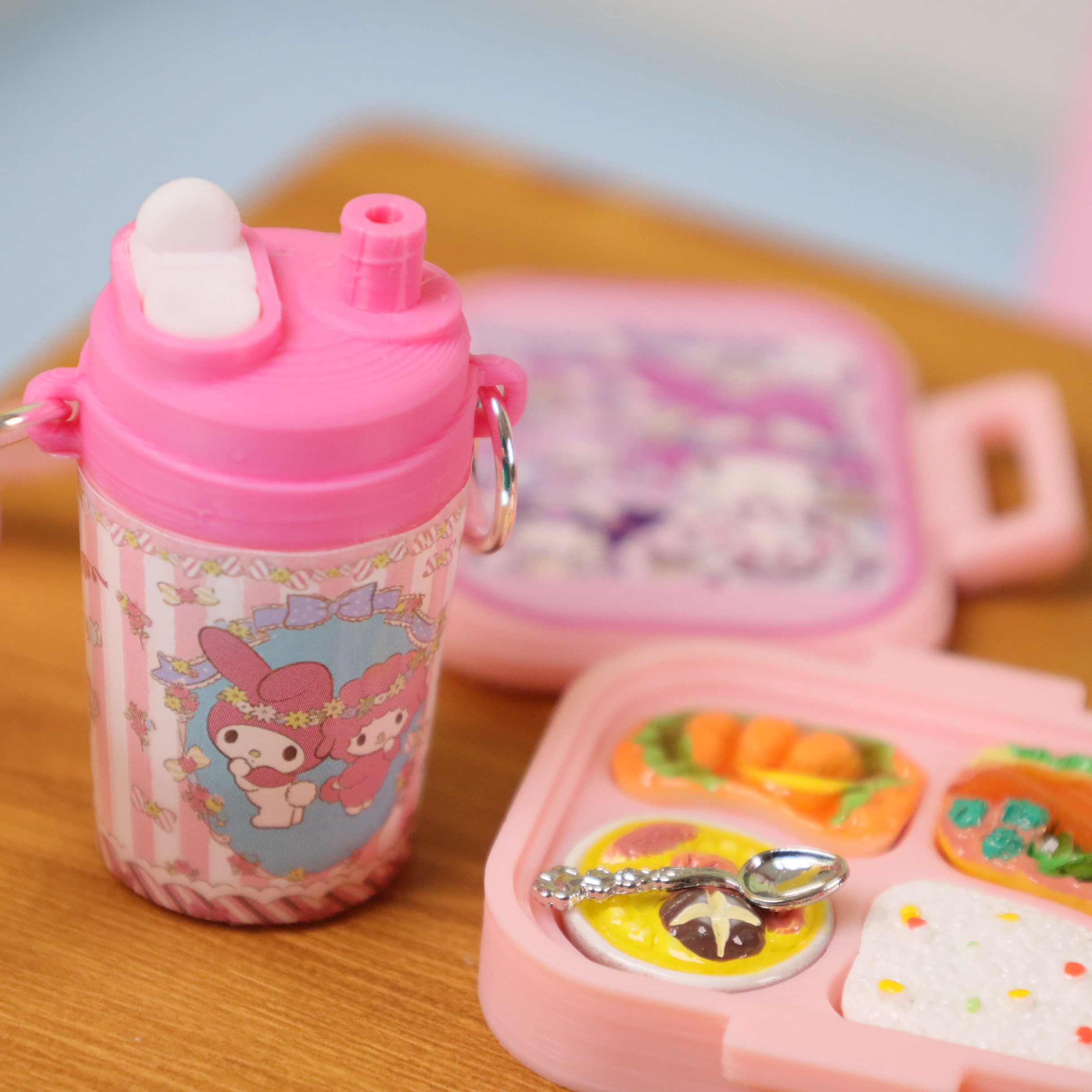 迷你微缩仿真模型小清新卡通娃屋饭盒便当盒子水壶餐具饮料玩具 - 图2