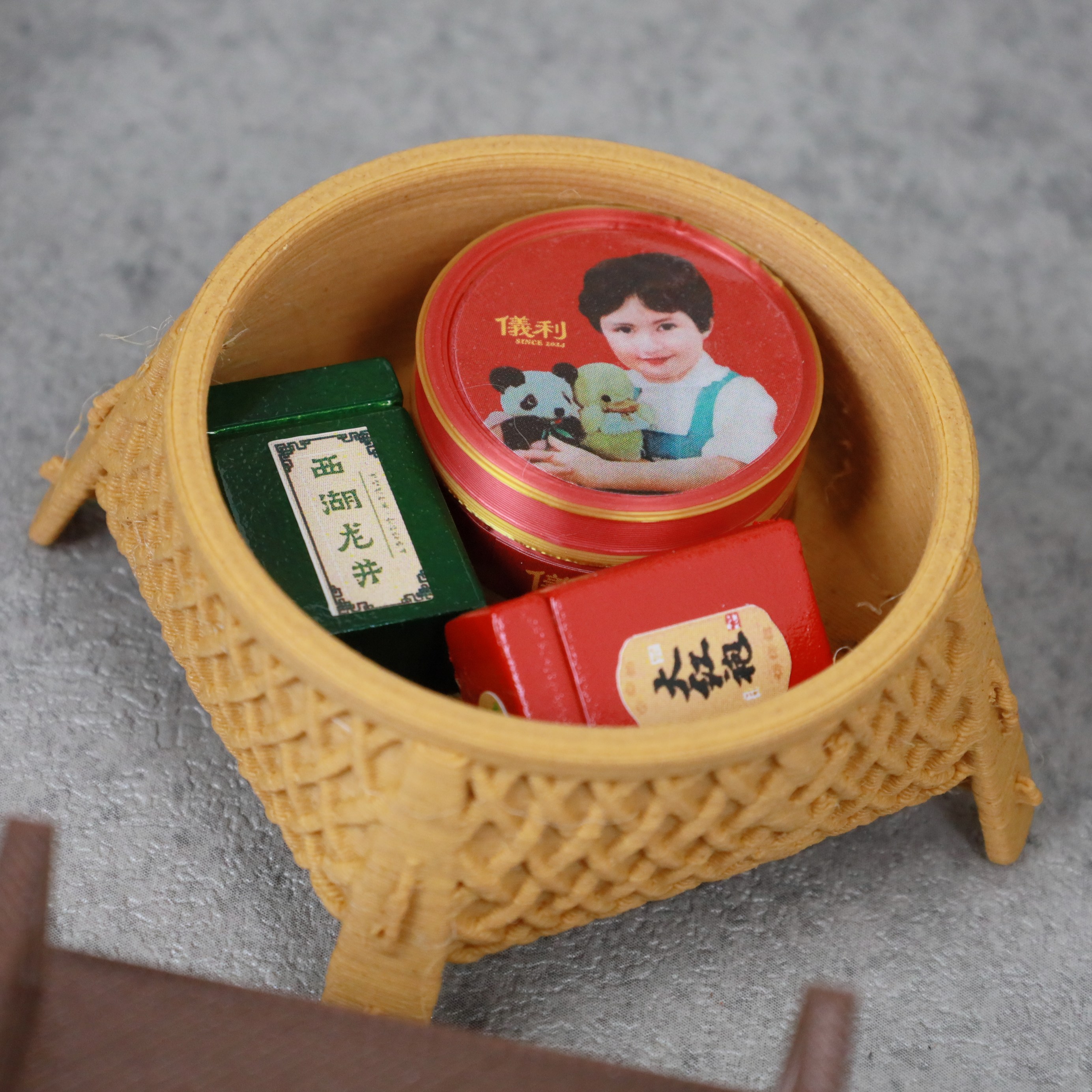 迷你微缩仿真模型中式仿古茶具收纳篮带盖储物篮bjd场景娃屋R7,淘宝优惠券,粉丝福利购,淘宝优惠卷