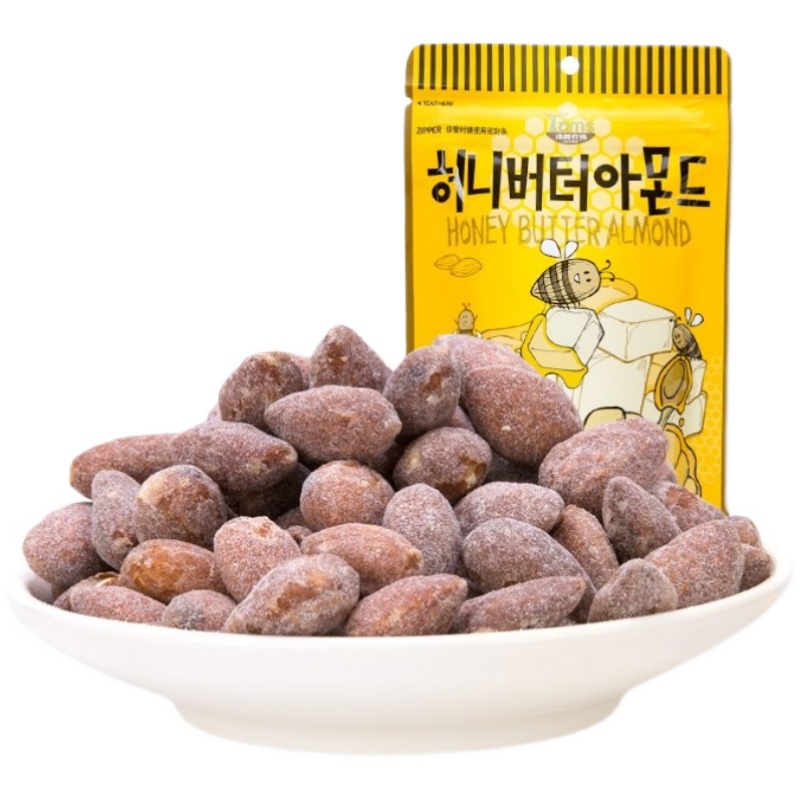 韩国进口零食汤姆农场蜂蜜黄油扁桃仁250g*3袋杏仁口味坚果巴旦木