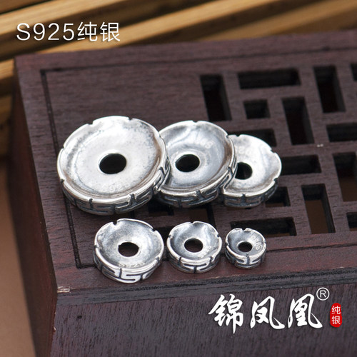 纯银隔片藏式佛珠手串diy隔珠小金刚菩提文玩配饰配件实心垫片925 - 图0