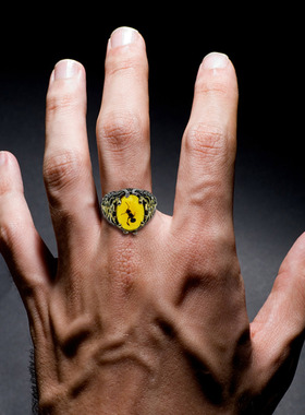 新款跨境昆虫戒指 欧美时尚复古镶嵌黄色锆石蚂蚁蝎子指环戒指男