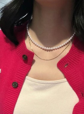 法式施家珍珠项链女潮小众轻奢颈链锁骨链2026新款爆款轻奢项链