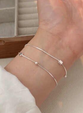 持恒S925纯银小方糖双层手链女韩国档口货简约百搭手饰轻奢手链女