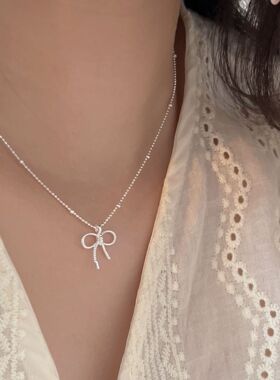 持恒S925纯银轻奢简约蝴蝶结项链女2026年夏季新款百搭小众锁骨链