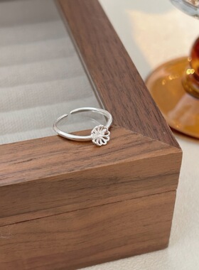 持恒韩国韩版花朵戒指女S925纯银简约小清新百搭指环开口可调节潮